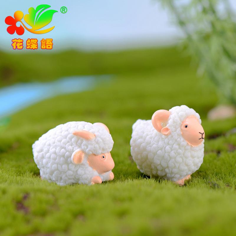 Phụ Kiện Tiểu Cảnh Cừu trắng resin mini tiểu cảnh trang trí chậu rêu DIY (ZC-808)