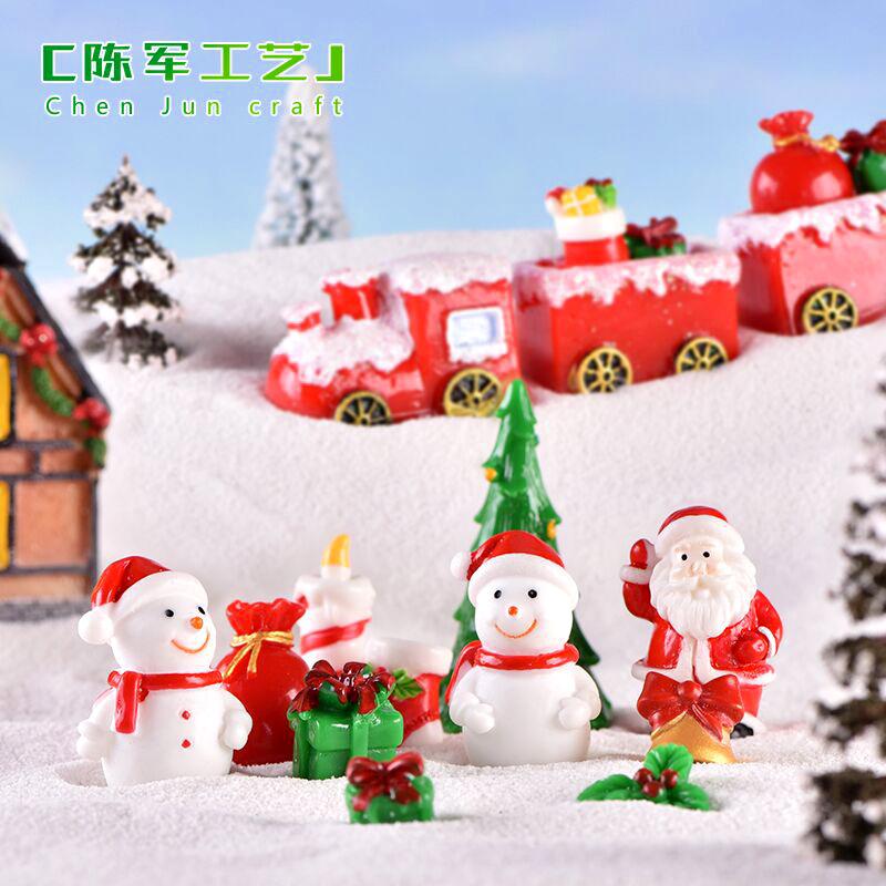 Phụ Kiện Tiểu Cảnh Ông già Noel, người tuyết và tàu hỏa, phụ kiện Noel mini (ZC-34)