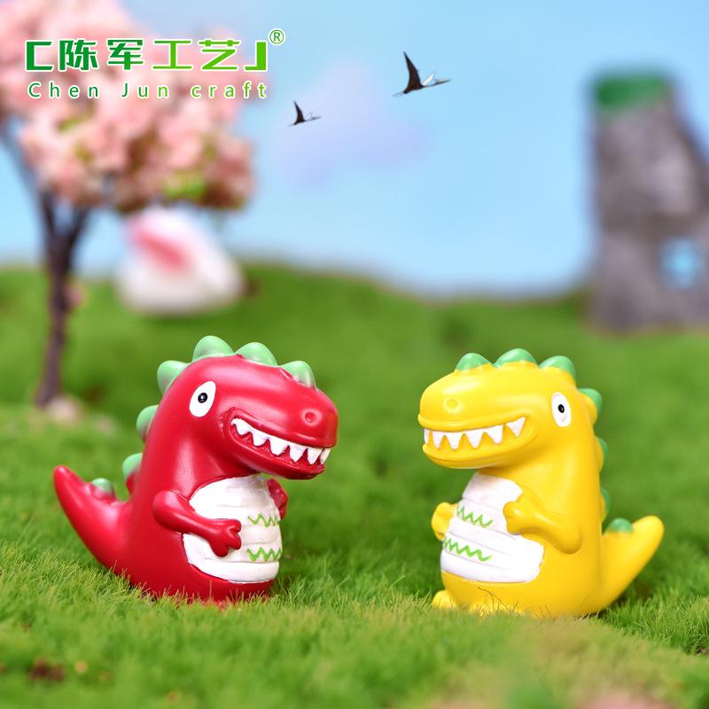 Phụ Kiện Tiểu Cảnh Tiểu cảnh bốn chú khủng long màu sắc trang trí xe DIY (ZC-1055)