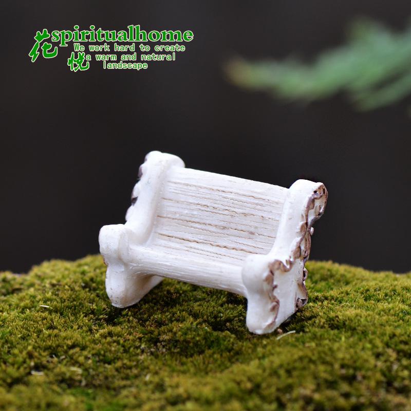 Phụ Kiện Tiểu Cảnh Ghế hoa trắng resin mini trang trí chậu cây rêu DIY (ZC-1019)