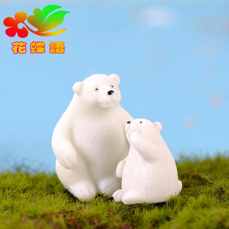 Phụ Kiện Tiểu Cảnh Tiểu cảnh gấu Bắc Cực mẹ con, móc khóa và trang trí xe hơi (ZC-383)