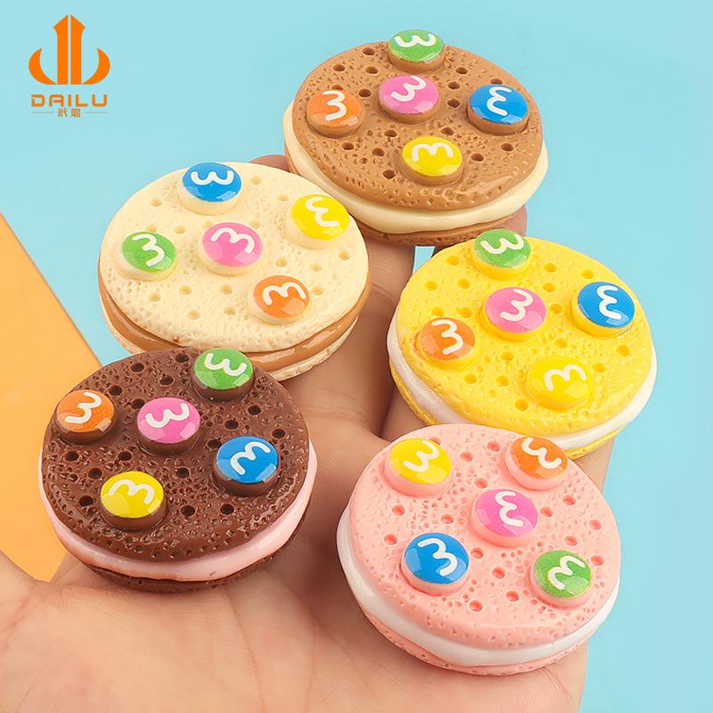 Charm LaBuBu 仿真食玩趣味M豆夹心饼干奶油胶diy手机壳发夹头饰鞋扣吊坠挂件批