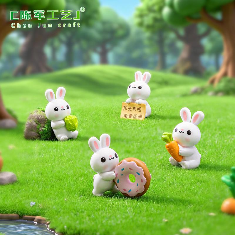 Phụ Kiện Tiểu Cảnh Thỏ vui vẻ mini PVC trang trí sân vườn tiểu cảnh (PK-697)