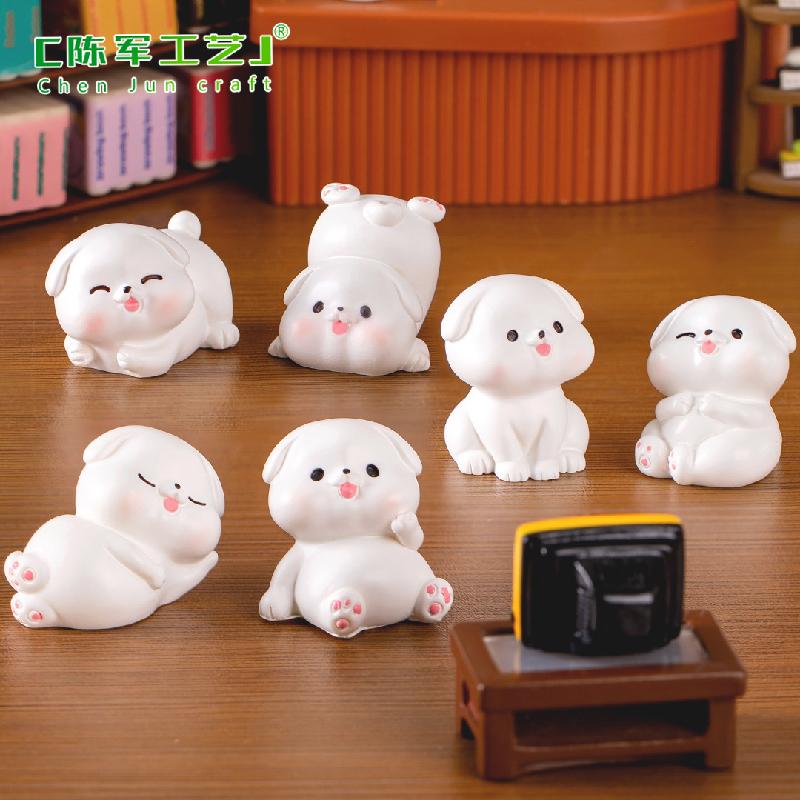 Phụ Kiện Tiểu Cảnh Tiểu cảnh chó trắng mini trang trí xe và bàn DIY dễ thương (ZC-914)