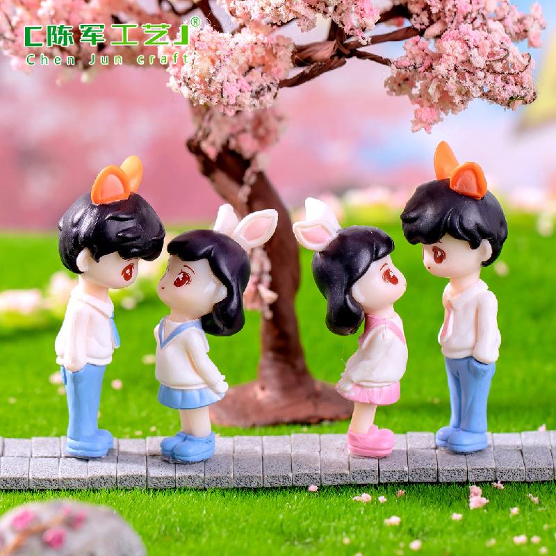 Phụ Kiện Tiểu Cảnh Tiểu cảnh đôi tai thỏ mini trang trí xe và bàn dễ thương (ZC-1154)