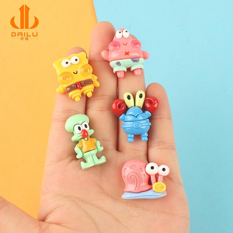 Charm LaBuBu 新款亮油卡通海绵宝宝派大星树脂配件diy手机壳贴片奶油胶发夹