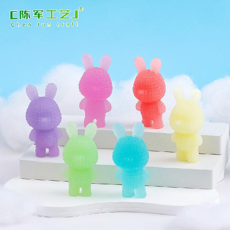 Phụ Kiện Tiểu Cảnh Tiểu cảnh thỏ dệt len phát sáng trang trí xe và bàn DIY (ZC-1159)