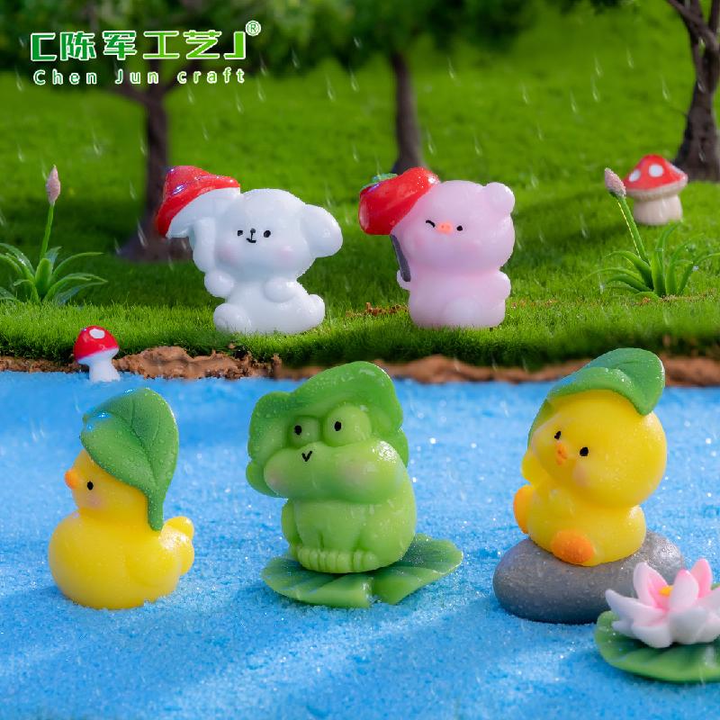 Phụ Kiện Tiểu Cảnh Tiểu cảnh vịt và ếch che mưa DIY trang trí chậu cây (ZC-732)