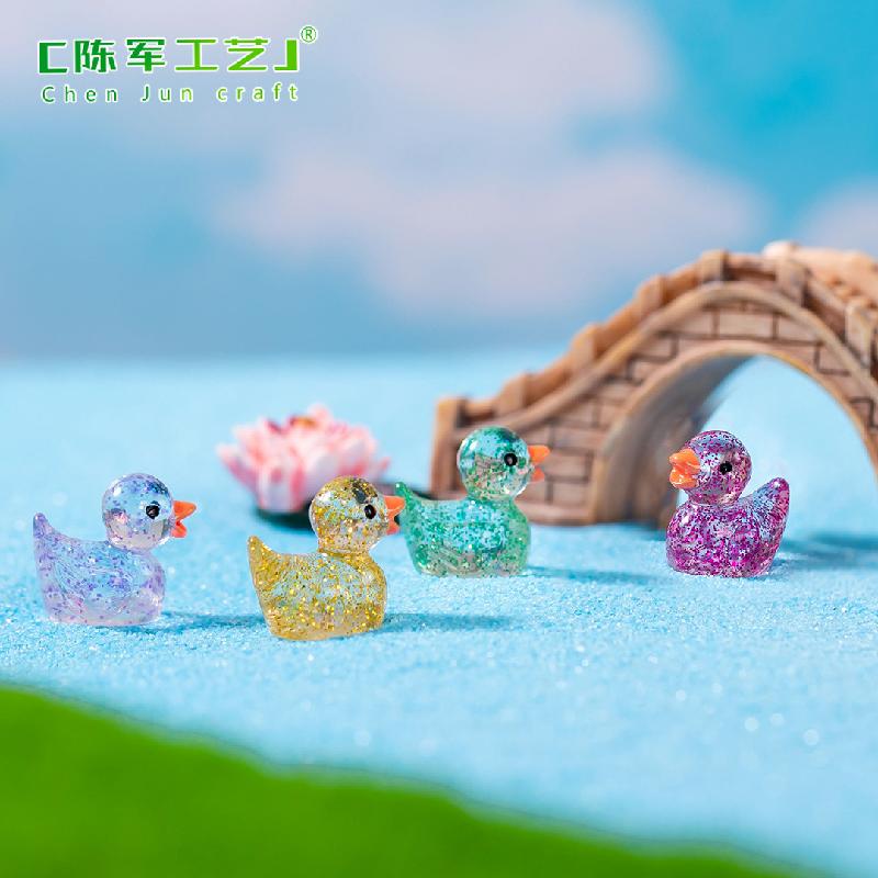 Phụ Kiện Tiểu Cảnh Tiểu cảnh vịt vàng lấp lánh trang trí treo resin mini (ZC-742)