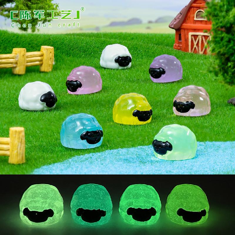 Phụ Kiện Tiểu Cảnh Tiểu cảnh cừu mặt đen phát sáng DIY, phụ kiện tiểu cảnh mini bàn treo garden đáng yêu (ZC-1385)