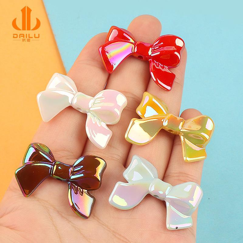 Charm LaBuBu 树脂diy配件手机壳 发饰链子手工材料鞋扣挂件彩色电镀直孔蝴蝶结