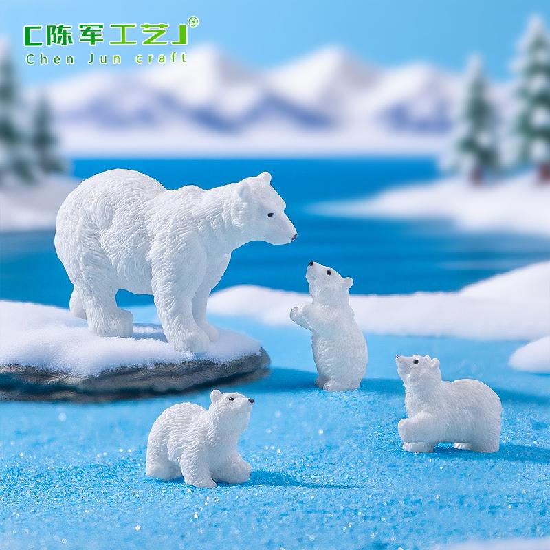 Phụ Kiện Tiểu Cảnh Tiểu cảnh gấu Bắc Cực mẹ con, tuyết DIY, phụ kiện treo bàn tiểu cảnh mini (ZC-728)