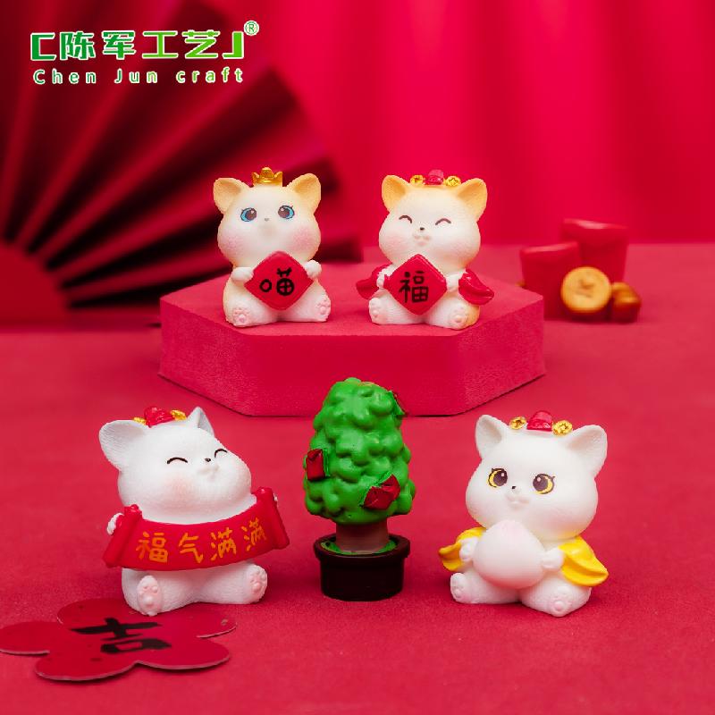 Phụ Kiện Tiểu Cảnh Tiểu cảnh mèo chiêu tài dễ thương mini trang trí xe DIY (ZC-1218)