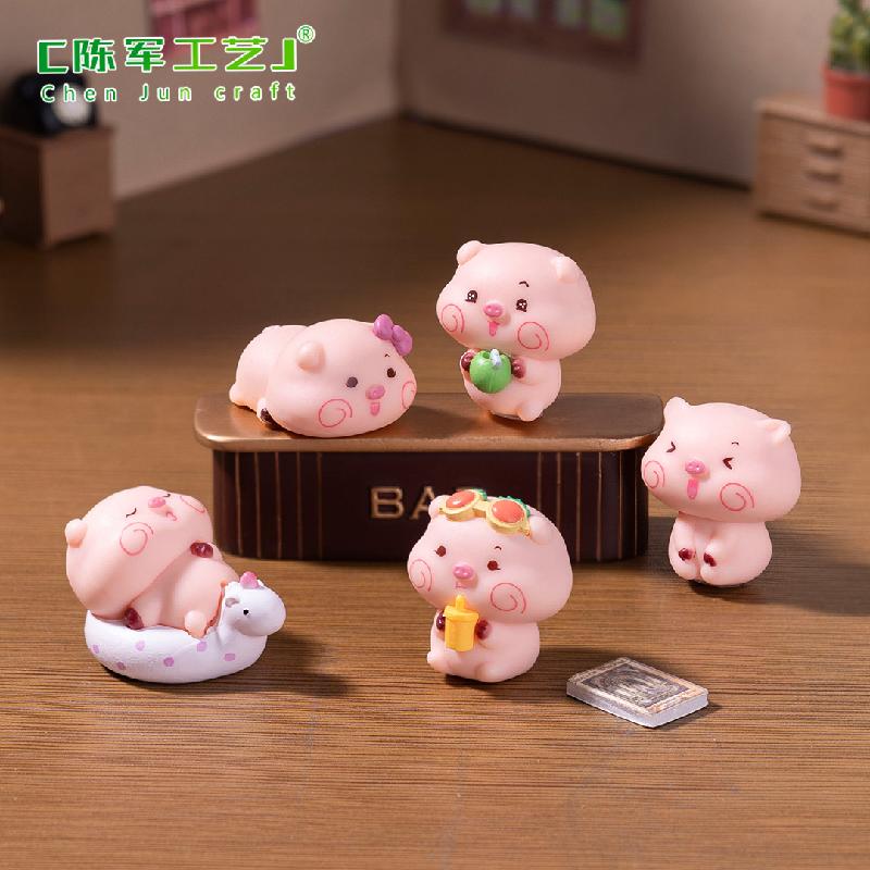 Phụ Kiện Tiểu Cảnh Tiểu cảnh heo bé mùa hè DIY, phụ kiện tiểu cảnh mini xe bàn resin garden đáng yêu cute (ZC-1421)