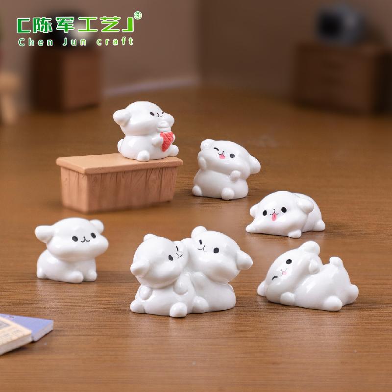 Phụ Kiện Tiểu Cảnh Tiểu cảnh cún trắng nằm DIY, phụ kiện tiểu cảnh mini xe bàn resin garden đáng yêu cute (ZC-1418)