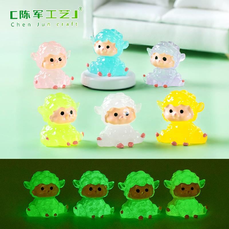 Phụ Kiện Tiểu Cảnh Tiểu cảnh cừu ngồi phát sáng mini trang trí bàn DIY (ZC-1132)
