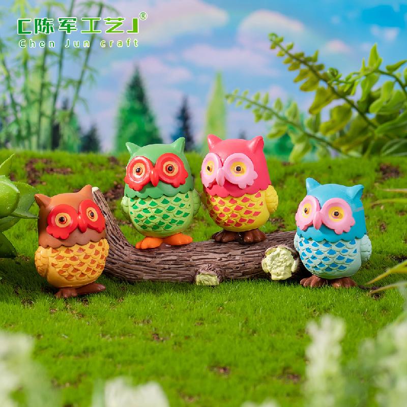 Phụ Kiện Tiểu Cảnh Tiểu cảnh cú mèo màu sắc mini trang trí chậu cây rêu (ZC-918)