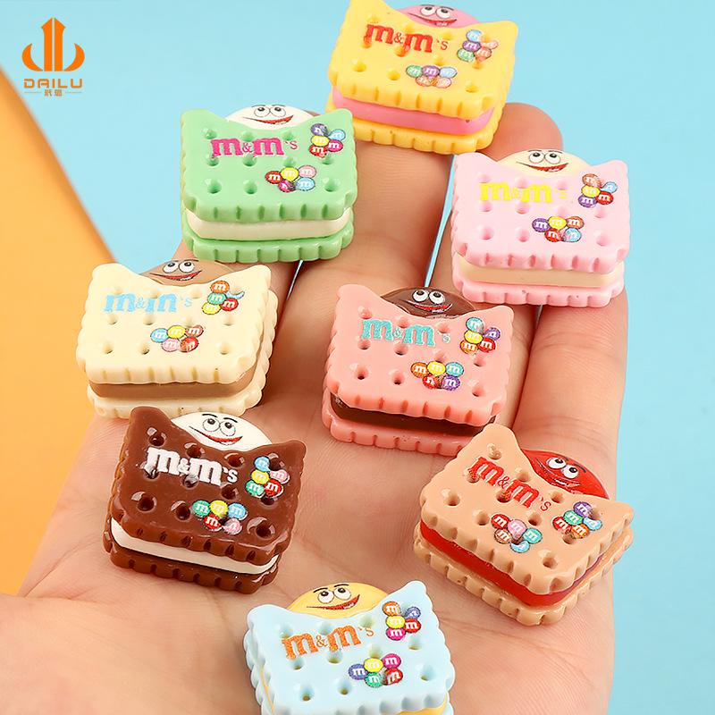 Charm LaBuBu 双层夹心饼干树脂配件奶油胶diy发夹头绳摆件鞋扣冰箱贴吊坠材料