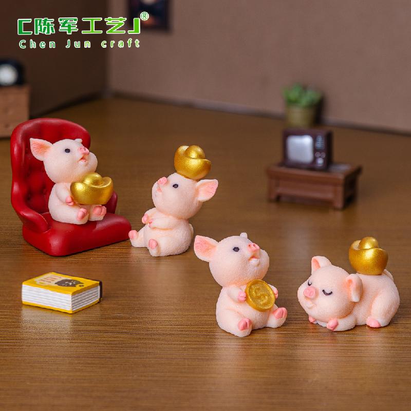 Phụ Kiện Tiểu Cảnh Tiểu cảnh heo may mắn, phụ kiện trang trí xe hơi mini DIY (ZC-520)