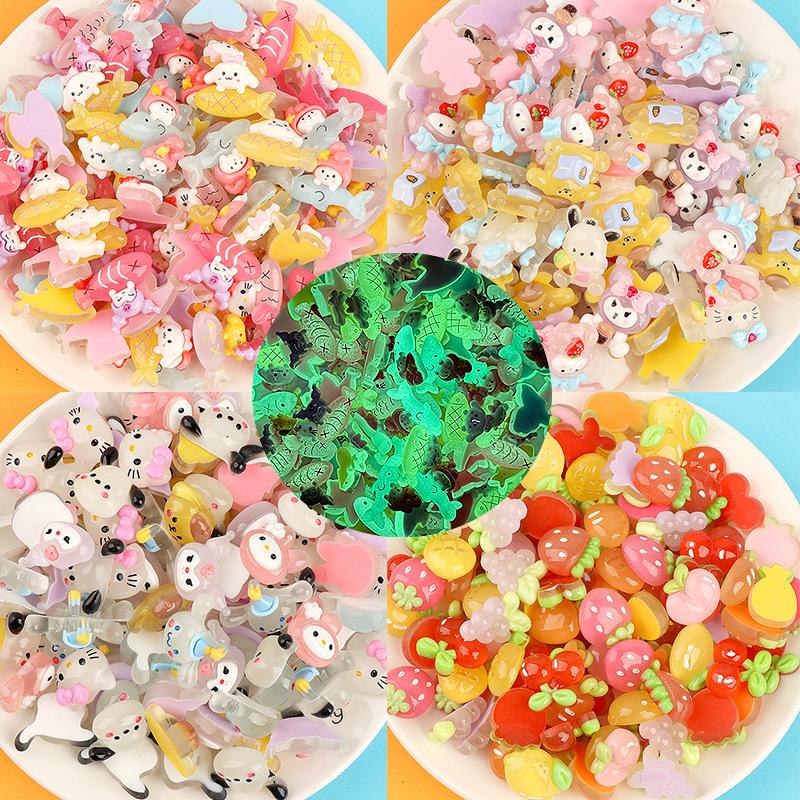 Charm LaBuBu 新款卡通夜光混装树脂配件手工diy奶油胶配饰发夹头饰材料包