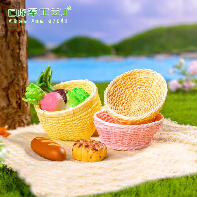 Phụ Kiện Tiểu Cảnh Tiểu cảnh giỏ tre, phụ kiện trang trí cắm trại DIY mini (ZC-342)