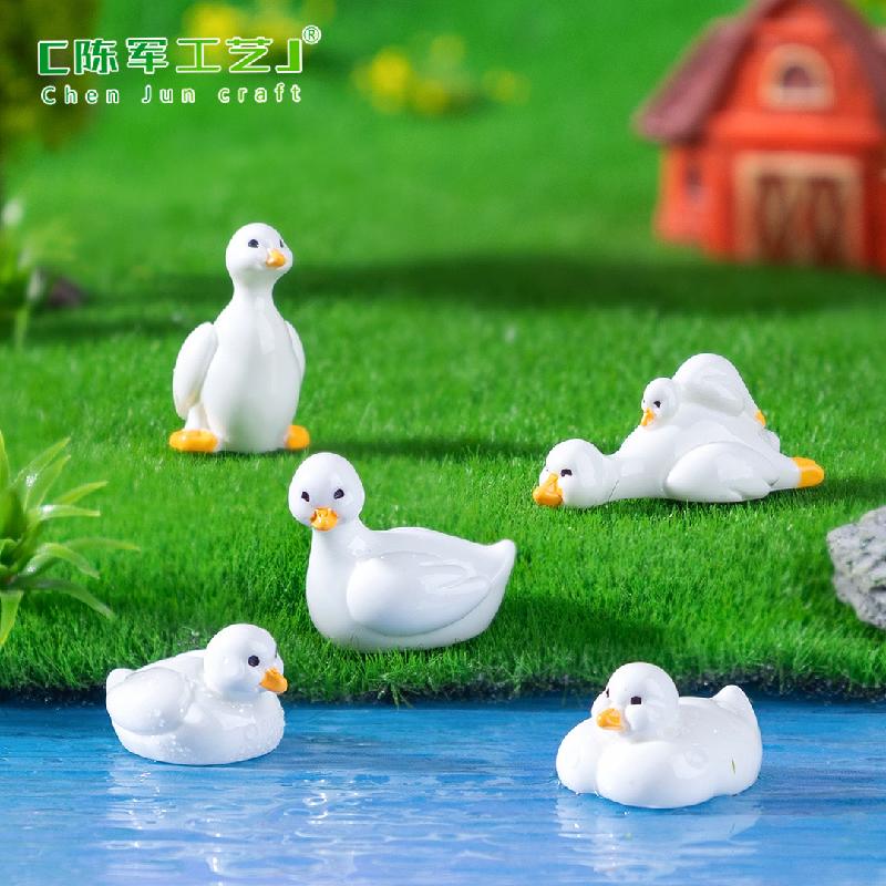 Phụ Kiện Tiểu Cảnh Tiểu cảnh vịt tròn trắng, sân vườn DIY, phụ kiện bàn tiểu cảnh mini đáng yêu (ZC-658)
