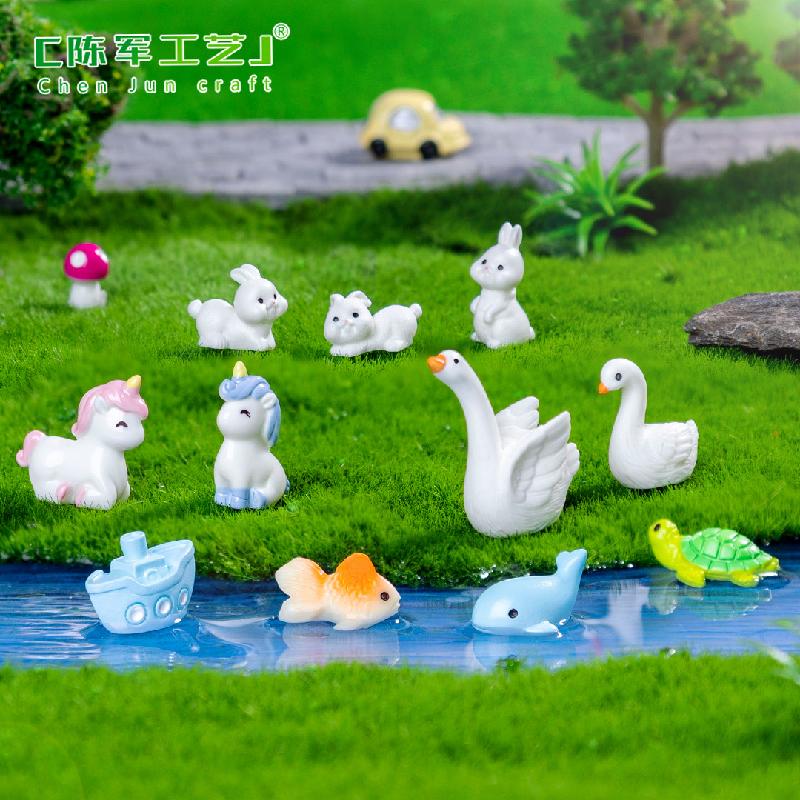 Phụ Kiện Tiểu Cảnh Tiểu cảnh thiên nga và thỏ, phụ kiện trang trí DIY (ZC-64)