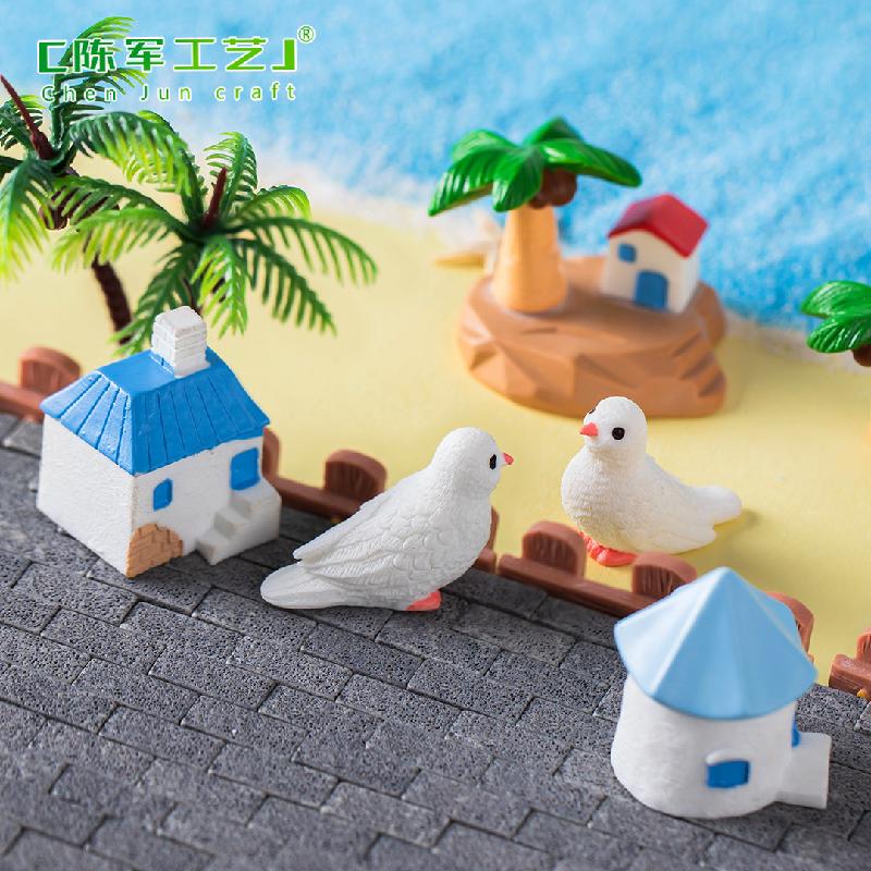 Phụ Kiện Tiểu Cảnh Tiểu cảnh đảo biển, nhà và cây cọ, trang trí bãi biển mini (ZC-130)