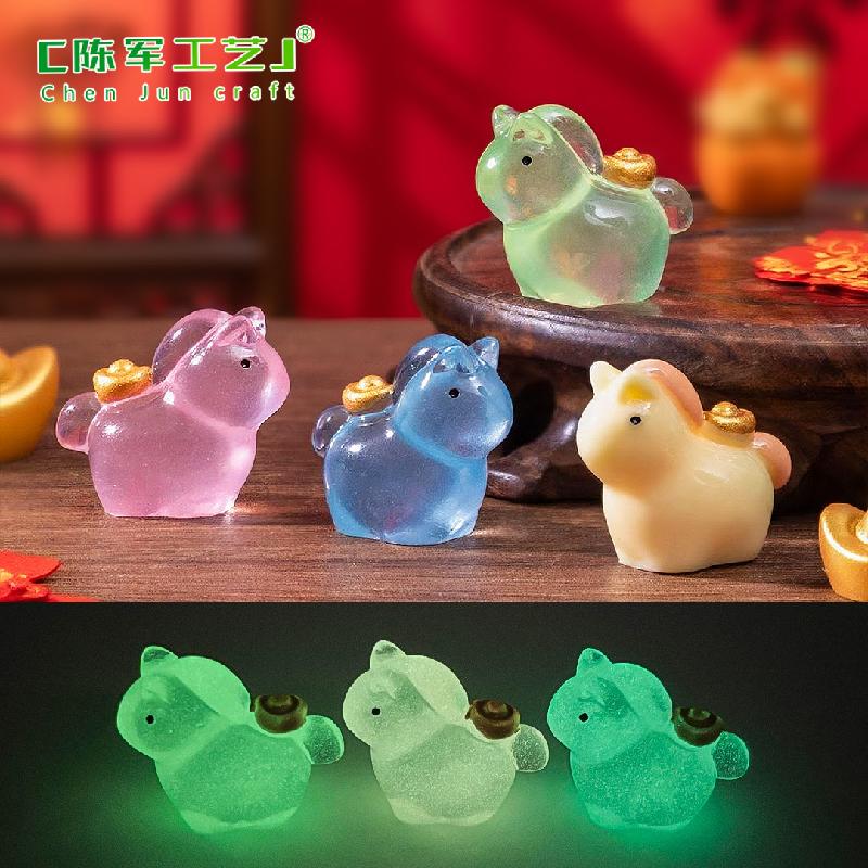 Phụ Kiện Tiểu Cảnh Tiểu cảnh năm mới, ngựa vàng phát sáng DIY, phụ kiện treo bàn tiểu cảnh mini nhỏ gọn (ZC-830)