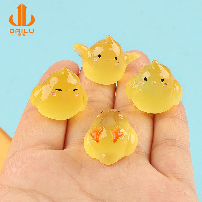 Charm LaBuBu 夜光立体和平鸡树脂配件 奶油胶配饰头绳发饰微景观摆件diy饰品