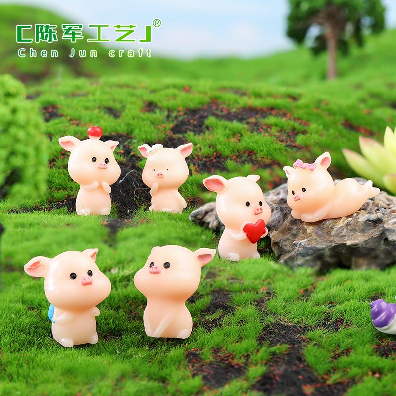 Phụ Kiện Tiểu Cảnh Tiểu cảnh heo hoạt hình, phụ kiện trang trí xe hơi mini (ZC-614)