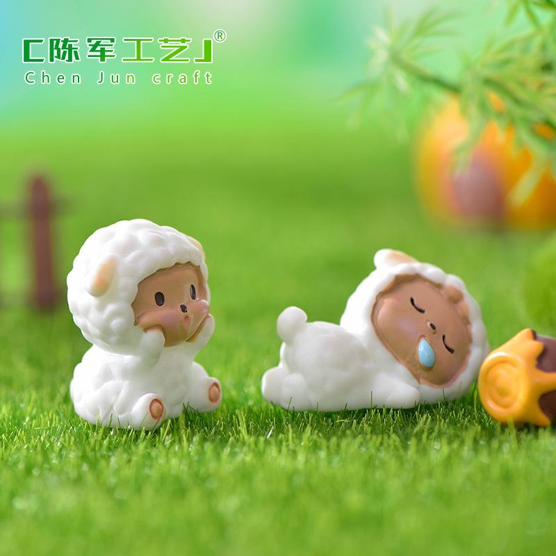 Phụ Kiện Tiểu Cảnh Tiểu cảnh cừu non đáng yêu mini trang trí chậu cây DIY (ZC-1101)