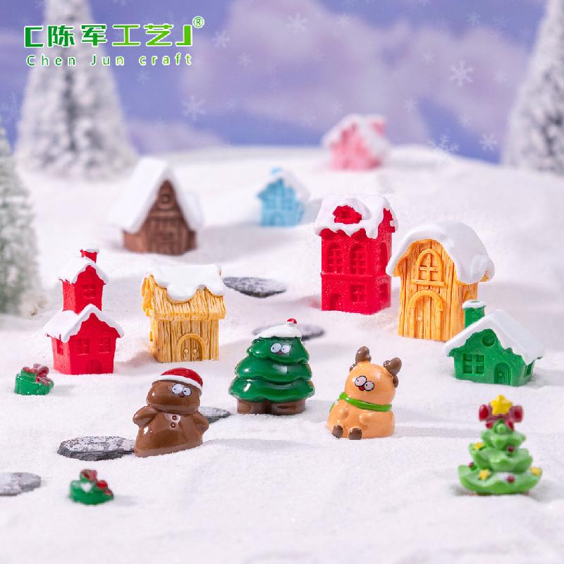 Phụ Kiện Tiểu Cảnh Tiểu cảnh Giáng Sinh: nhà nhỏ, tuần lộc, tuyết DIY, phụ kiện bàn tiểu cảnh mini (ZC-447)