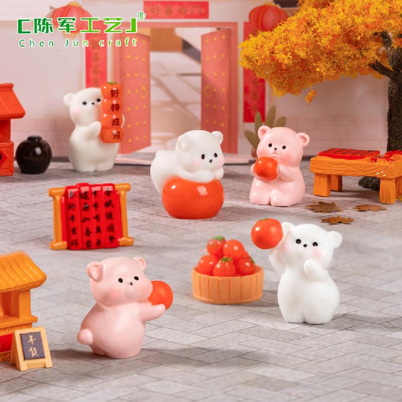 Phụ Kiện Tiểu Cảnh Tiểu cảnh hai chú gấu may mắn DIY, phụ kiện treo xe tiểu cảnh mini dễ thương (ZC-738)