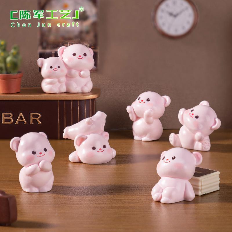 Phụ Kiện Tiểu Cảnh Tiểu cảnh gấu hồng dễ thương, búp bê DIY, phụ kiện xe hơi tiểu cảnh bàn mini (ZC-470)