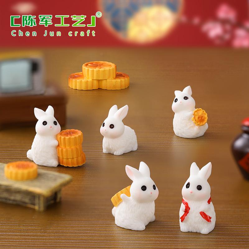 Phụ Kiện Tiểu Cảnh Tiểu cảnh thỏ và bánh trung thu mini trang trí chậu cây (ZC-1239)