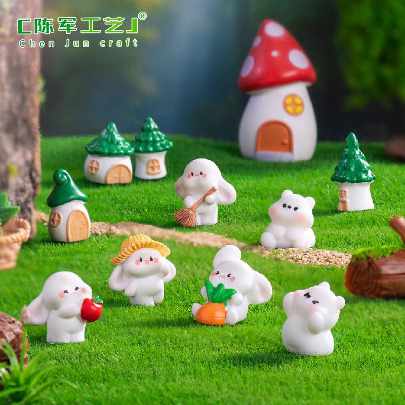 Phụ Kiện Tiểu Cảnh Tiểu cảnh thỏ, gấu lao động, nhà nhỏ DIY, phụ kiện resin tiểu cảnh mini (ZC-552)