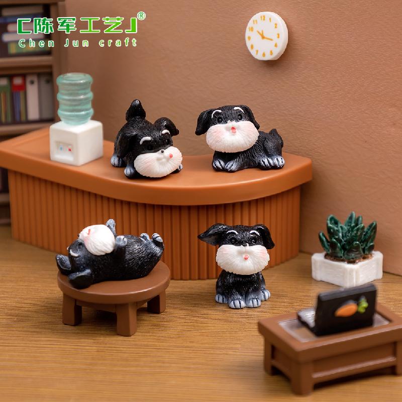 Phụ Kiện Tiểu Cảnh Tiểu cảnh chó Schnauzer mini trang trí xe và bàn DIY (ZC-911)