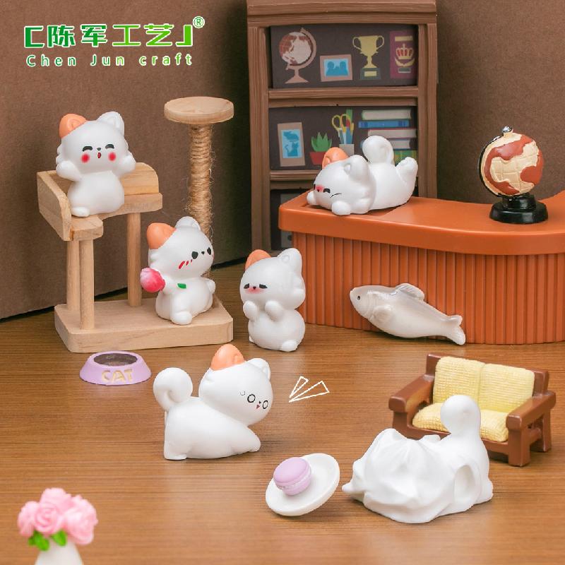 Phụ Kiện Tiểu Cảnh Tiểu cảnh mèo vui vẻ DIY, phụ kiện tiểu cảnh mini bàn treo blind bag đáng yêu (ZC-1005)