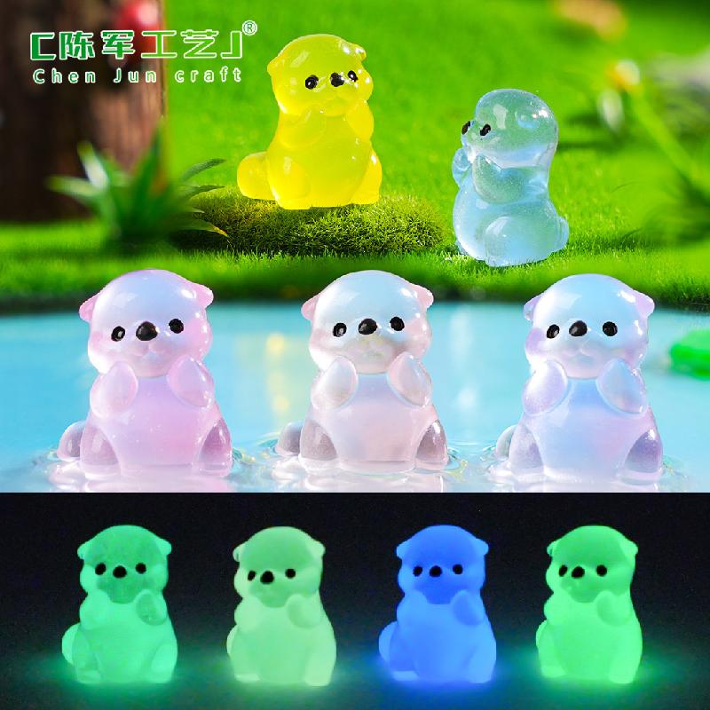 Phụ Kiện Tiểu Cảnh Tiểu cảnh hải otter phát sáng DIY, phụ kiện tiểu cảnh mini resin micro bottle treo bàn đáng yêu (ZC-1453)