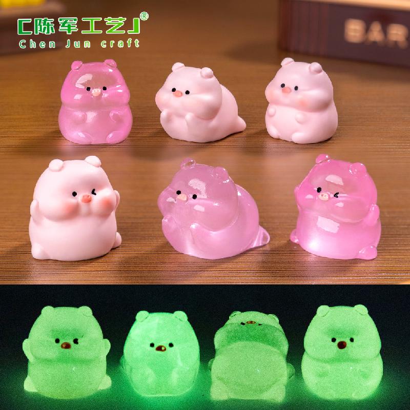 Phụ Kiện Tiểu Cảnh Tiểu cảnh heo tròn đáng yêu phát sáng DIY, phụ kiện tiểu cảnh mini bàn treo cute (ZC-1141)