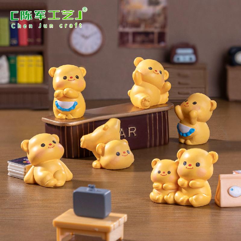 Phụ Kiện Tiểu Cảnh Tiểu cảnh gấu vàng dễ thương DIY, phụ kiện treo tiểu cảnh mini xe bàn thu nhỏ (ZC-839)