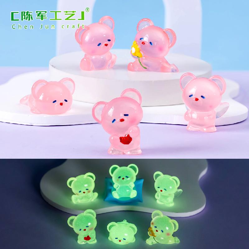 Phụ Kiện Tiểu Cảnh Tiểu cảnh gấu phát sáng mini trang trí xe và bàn DIY (ZC-993)