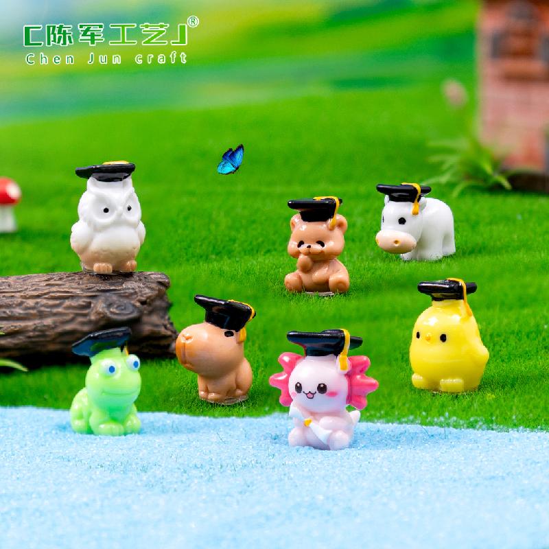 Phụ Kiện Tiểu Cảnh Tiểu cảnh ếch và cú mũ tiến sĩ DIY, phụ kiện tiểu cảnh mini treo bàn garden cute (ZC-1115)