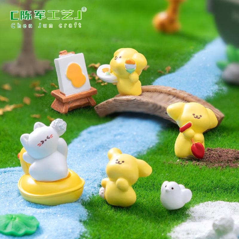 Phụ Kiện Tiểu Cảnh Tiểu cảnh dạo chơi mùa xuân, chó con DIY, phụ kiện treo bàn tiểu cảnh mini (ZC-746)