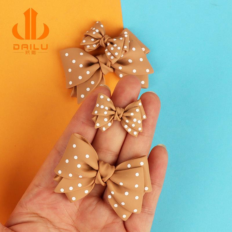 Charm LaBuBu 咖色蝴蝶结奶油胶手机壳树脂饰品配件diy材料包手工自制水晶滴胶