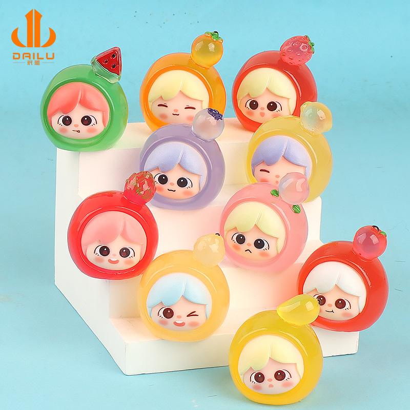 Charm LaBuBu 原创夜光水果妹妹树脂饰品配件diy冰箱贴桌面摆件钥匙扣吊坠摆件