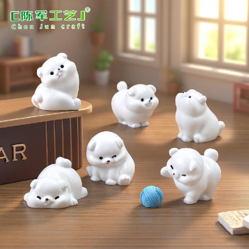 Phụ Kiện Tiểu Cảnh Tiểu cảnh cún trắng tròn DIY, phụ kiện tiểu cảnh mini bàn garden resin micro đáng yêu (ZC-1389)