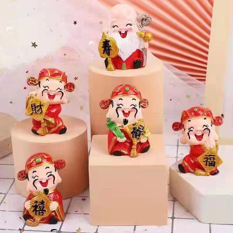Phụ Kiện Tiểu Cảnh Tượng thần tài ngũ phúc, quà tặng khai trương, trang trí bàn (BS-87)