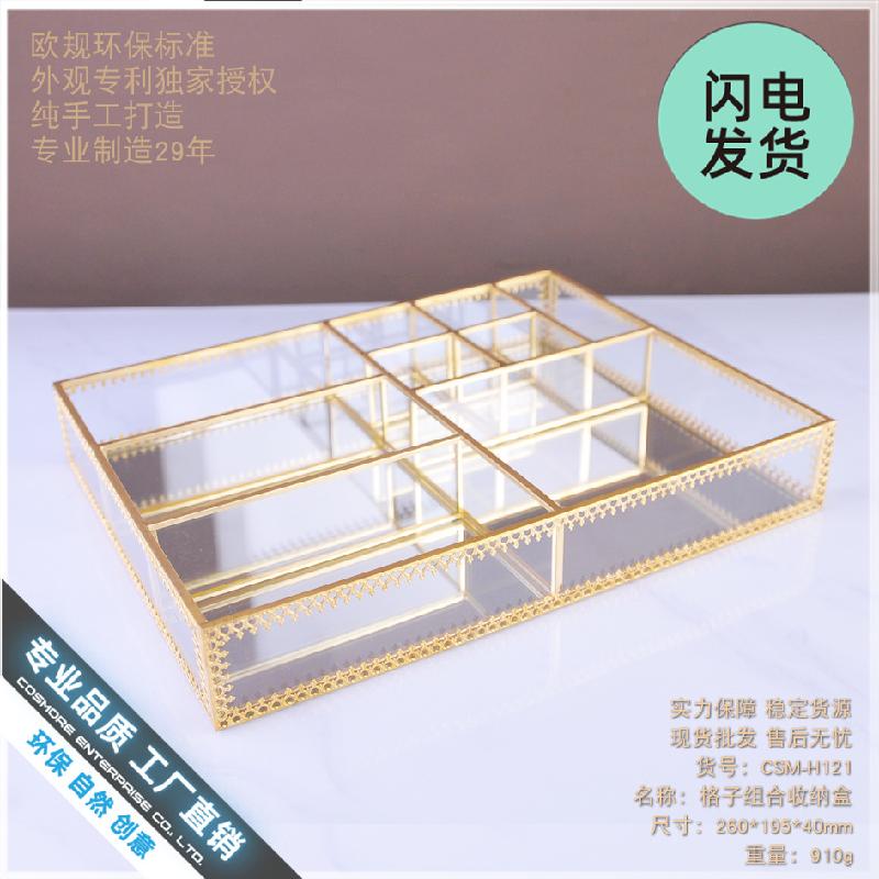 Chậu Đa Giác Hộp kính nhiều ngăn, khay trang điểm để bàn (DG-92)